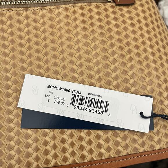 Dooney & Bourke Camden Woven LARGE Hobo Tote in Camel Brown Leather Purse FLAW - Picture 9 of 16